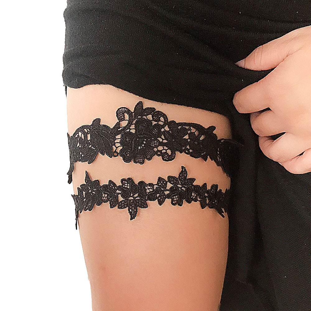 K02 Fashion Soft Sexy Lace Gar - Garter Belt Set 评论和价格