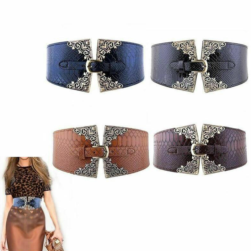 Women Elastic Buckle Wide Belt - Corset Waist Cinch 评论和价格