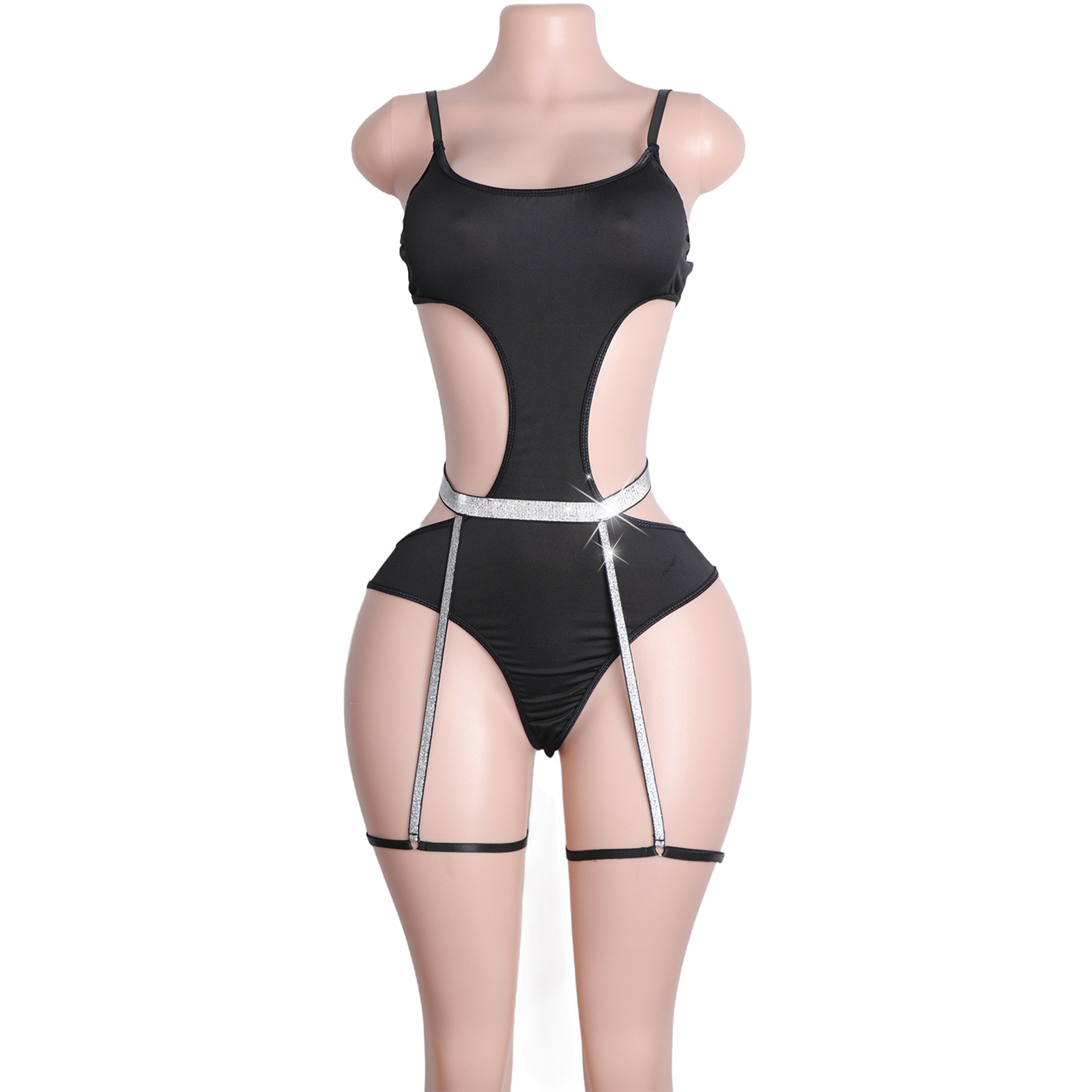 Custom Rhinestone Pole Dancewe - Garter Belt Set 评论和价格