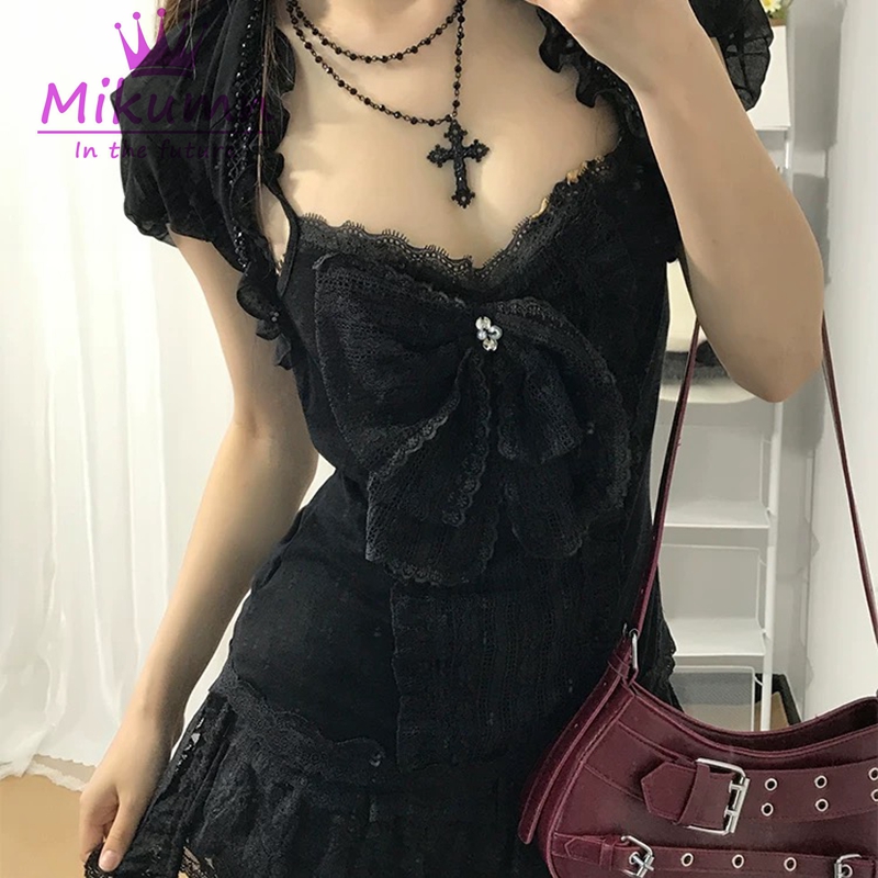 Mikumn Gothic Lolita Black Lac - Cami Top Lace 评论和价格