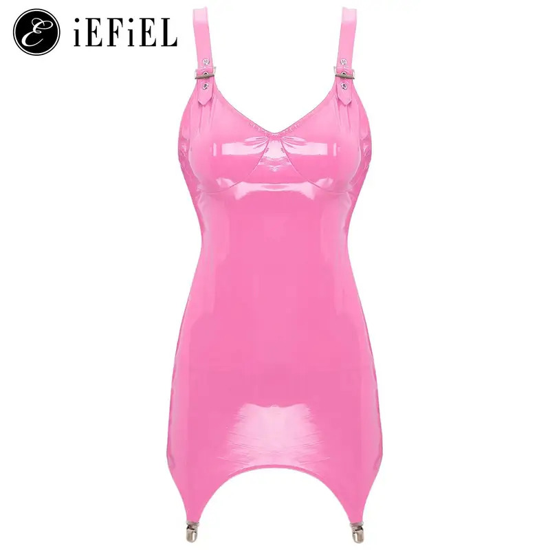 Womens Shiny Metallic PVC Leat - Babydoll Chemise Night 评论和价格
