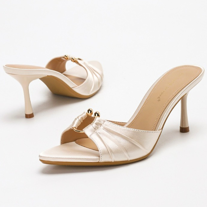 Pleated Metal Ring Satin Elega - Slip Dress Satin 评论和价格